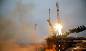 A Soyuz-2.1B rocket launches the Arktika-M spacecraft from the Baikonur Cosmodrome