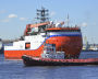 The Severny Polyus ice-resistant self-propelled platform is leaving the Admiralty Shipyards for sea trials in the Gulf of Finland