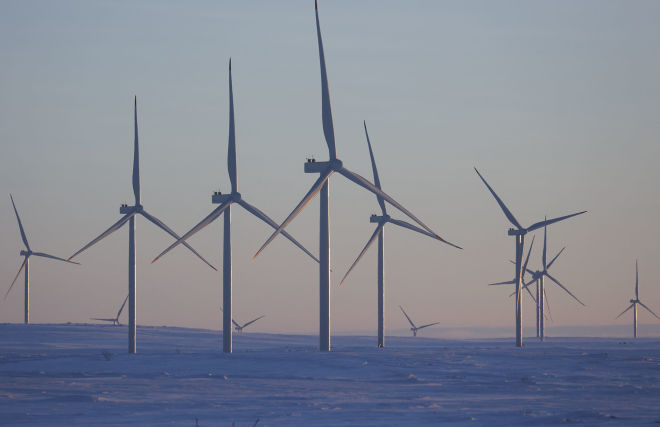 A wind power plant in the Kola District, Murmansk Region