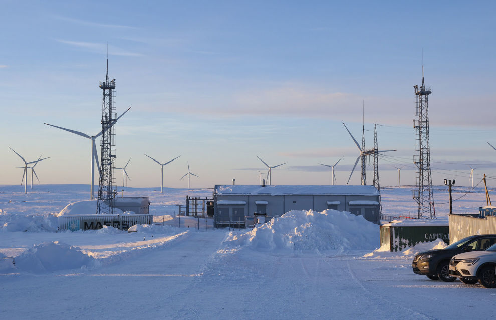 A wind power plant in the Kola District, Murmansk Region