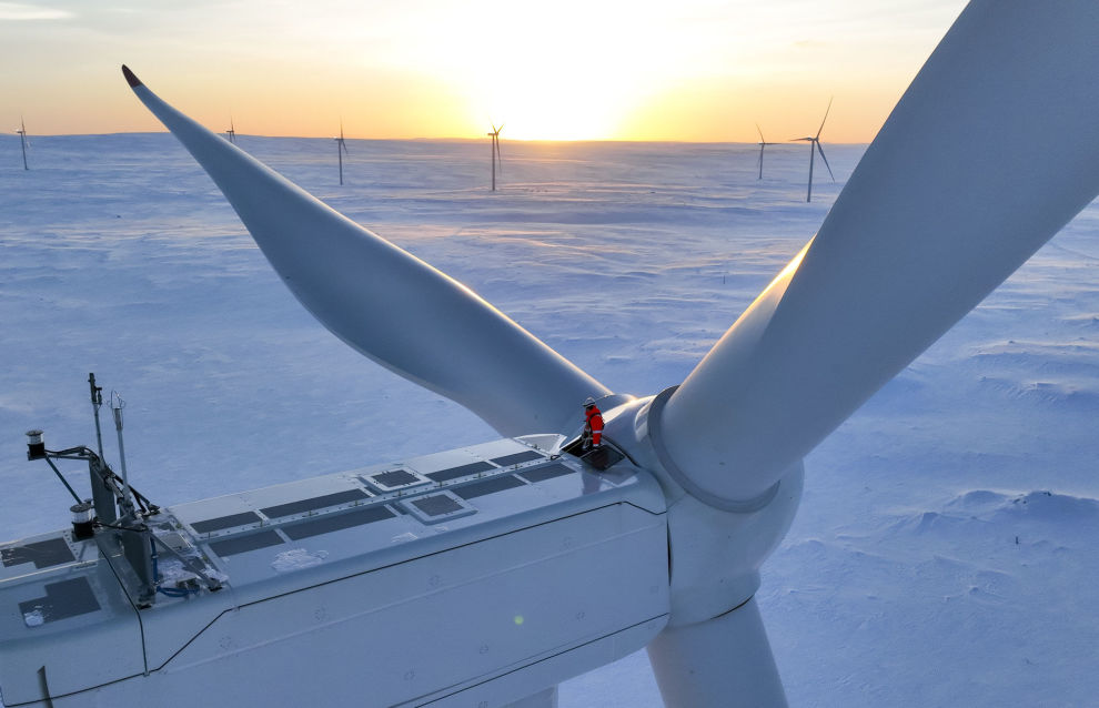 A wind power plant in the Kola District, Murmansk Region