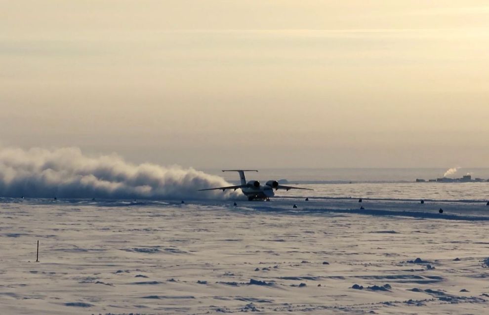 The airfield at the Cape Baranov Ice Base on Severnaya Zemlya