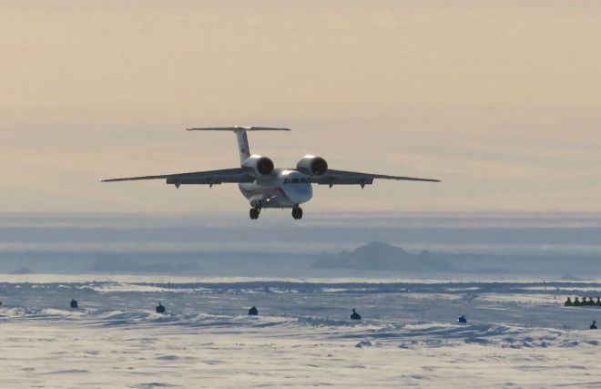 The airfield at the Cape Baranov Ice Base on Severnaya Zemlya