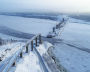 Bridge under construction for the Lavna project across the Tuloma River in the Kola District, Murmansk Region.