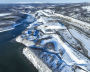 Construction site of the Lavna universal seaport on the western coast of Kola Bay in the Murmansk Region.