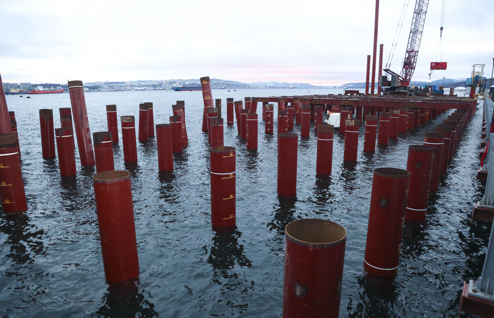 Lavna universal seaport construction site on the western coast of Kola Bay in the Murmansk Region.