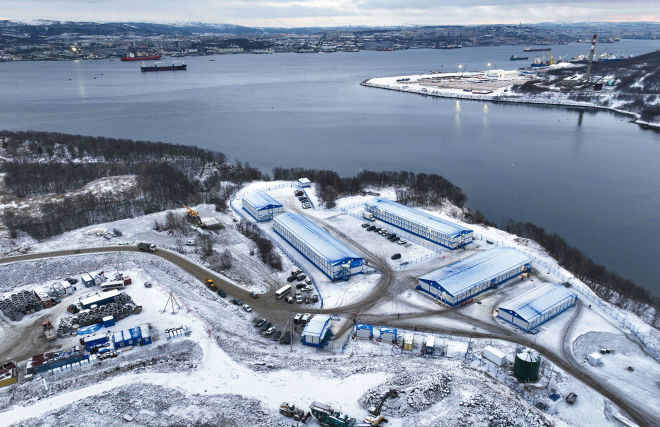 Lavna seaport construction site in the Murmansk Region.