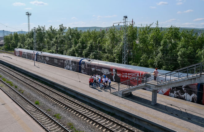 Victory Train touring display in Murmansk 