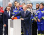 President of Russia Vladimir Putin at the launch ceremony for the first LNG production line on gravity-based structures, part of the Arctic LNG-2 project, at the Novatek‒Murmansk LNG Construction Center