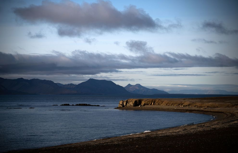 A view shows an island of the Svalbard archipelago, Norway