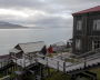 A view shows residential buildings in the settlement of Barentsburg on the Svalbard archipelago