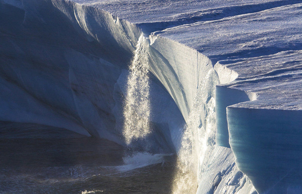 Waterfall as viewed from a glacier, Franz Josef Land