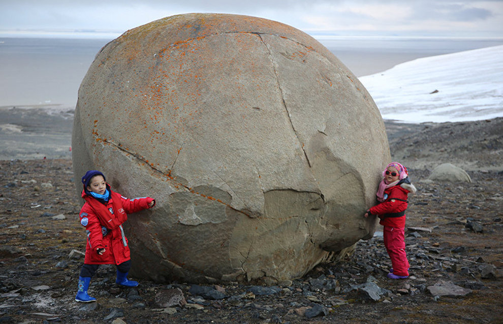 Stone ball on Champ Island, Franz Josef Land
