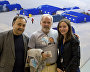 Festival visitors with Sergei Insarov, vice-president of the Russian Parachute Federation, center