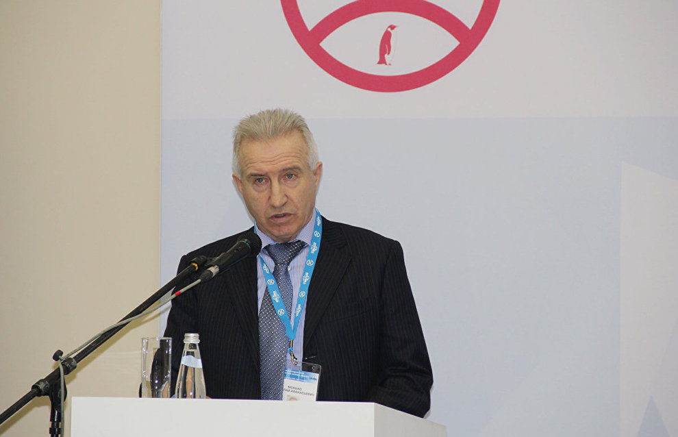 Nikolai Monko, deputy head of the Northern Sea Route Administration, speaking at the working session, The Northern Sea Route: Today and Tomorrow