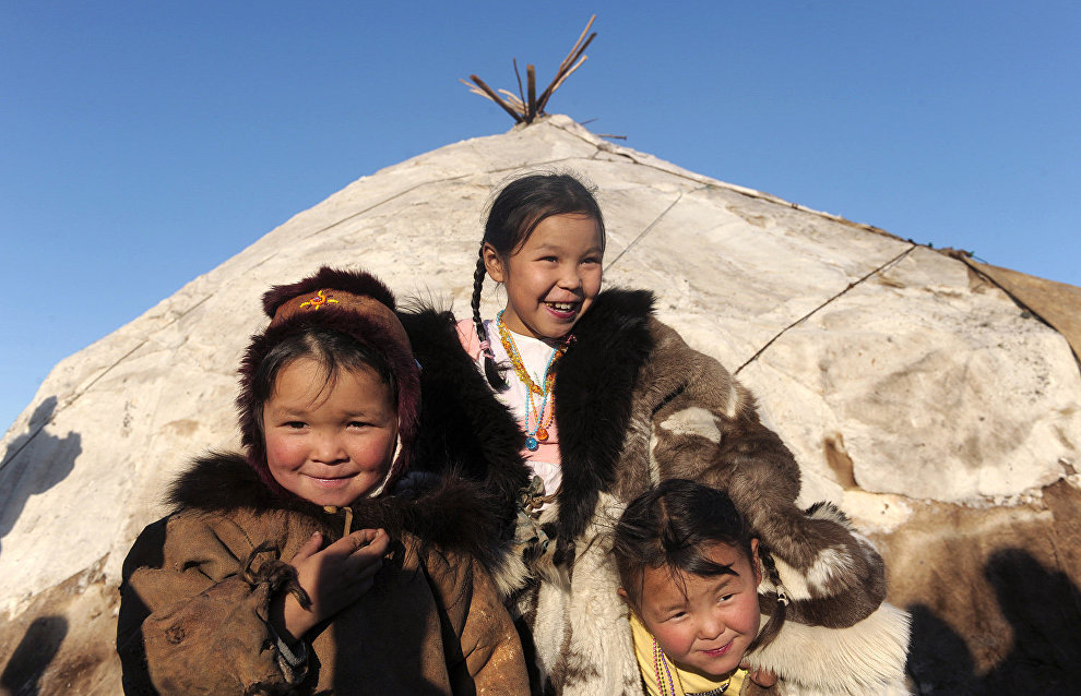 A camp of Chukchi reindeer breeders from the town of Kanchalan in the Chukotka Autonomous Area