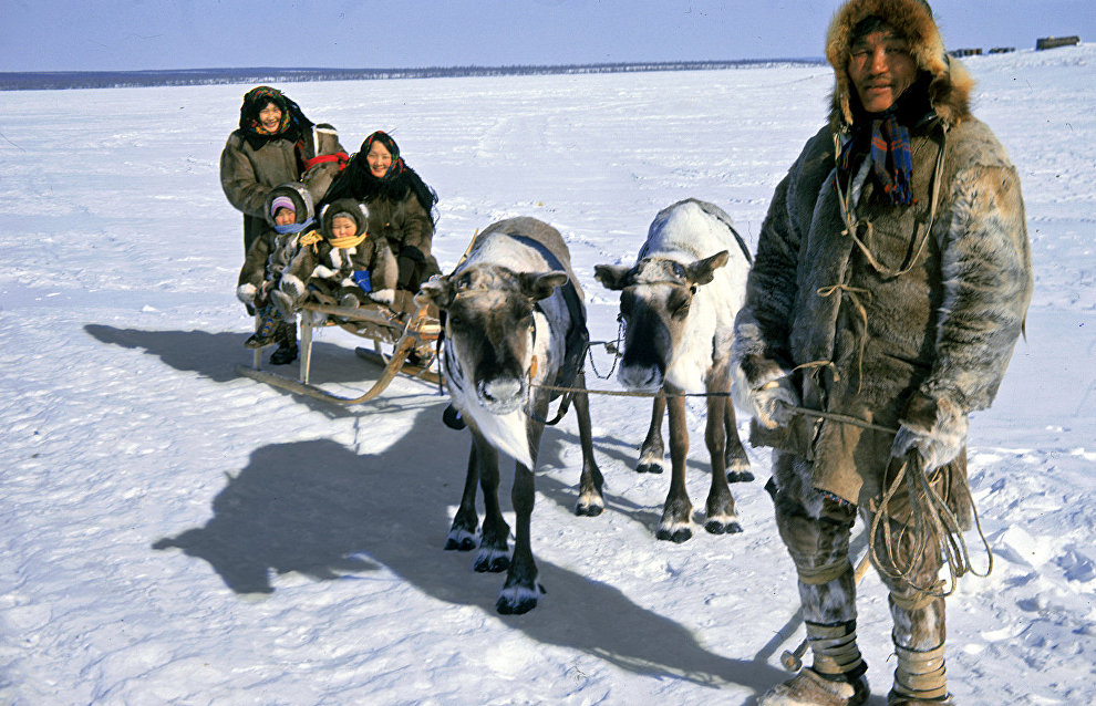 Evenks from the town of Yessei in the Evenk Autonomous Area above the Arctic Circle