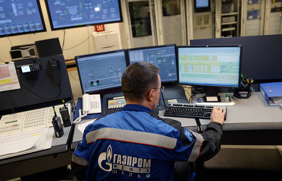 The main control room at the Prirazlomnaya offshore oil platform