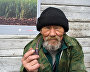 Nenets Andrei, a native of the Vaigach Island. Expedition members repaired the roof of Andrei’s dilapidated house and decorated its walls with professional photos of scenic landscapes from central Russia