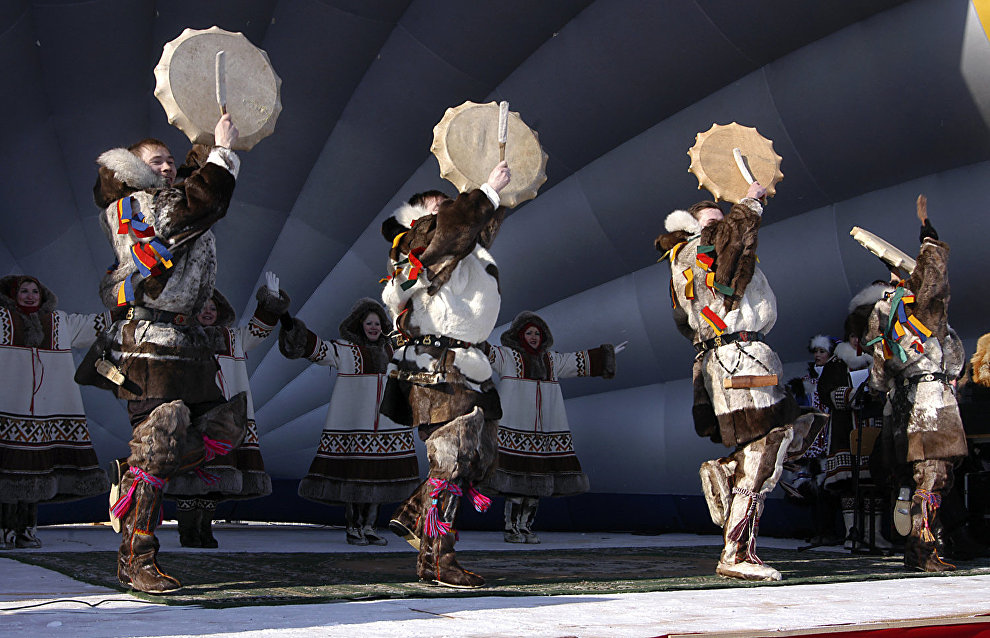 A folk dance  performance on Reindeer Herders’ Day