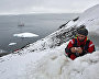 Zoologist Miroslav Babushkin explores Eurasia’s northernmost bear den on the slope of Cape Fligely