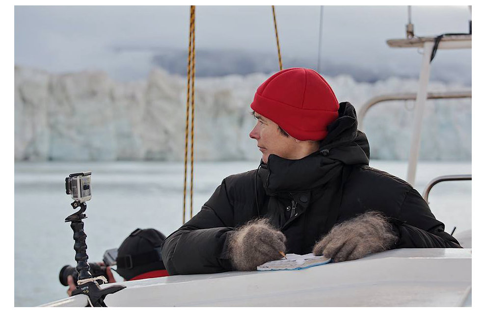 Expedition member Maria Gavrilo aboard the Alter Ego records seabird sightings