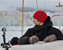 Expedition member Maria Gavrilo aboard the Alter Ego records seabird sightings