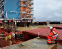 Workers at the construction site of the Yamal LNG plant and the Sabetta sea port