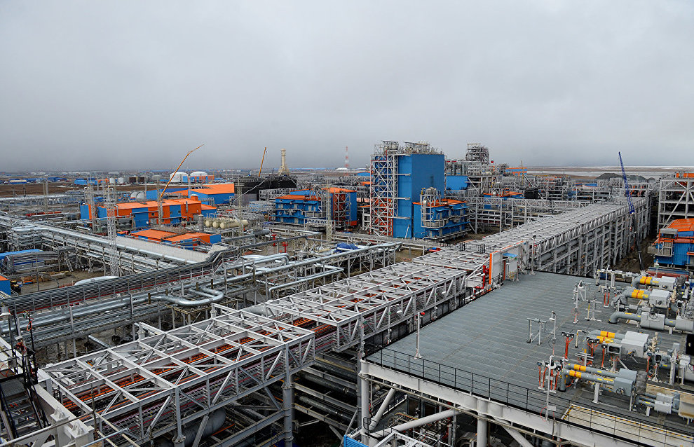 Construction site of the Yamal LNG plant and the Sabetta sea port