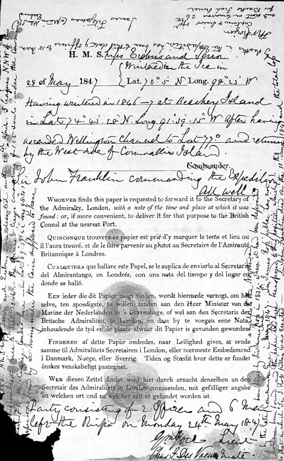 A note by Franklin’s expedition members