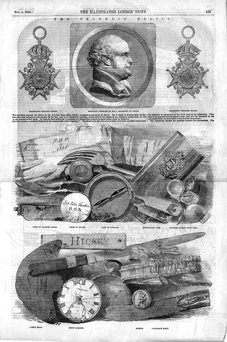 Items that belonged to the Franklin's expedition. Illustrated London News, October 1854