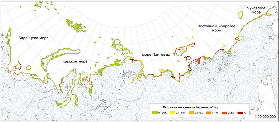 Dynamic map of the Arctic sea coastline Dynamic map of the Arctic sea coastline