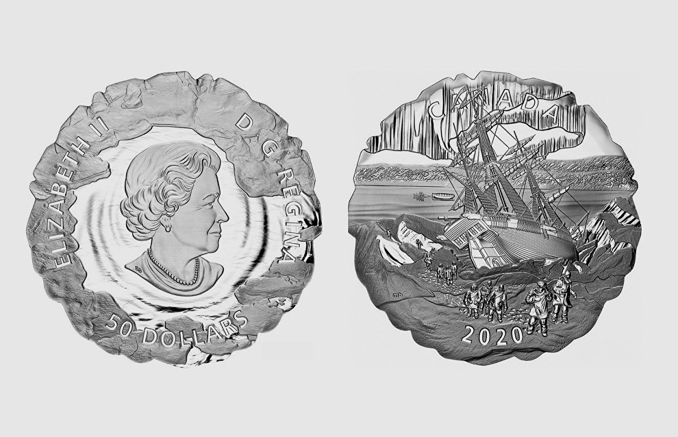 A coin released to commemorate the 175th anniversary of Franklin's lost expedition