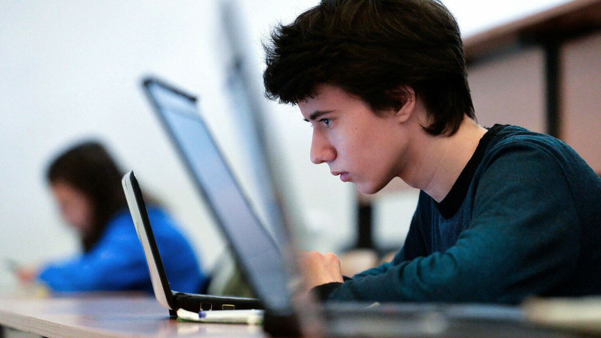 Students working on laptops