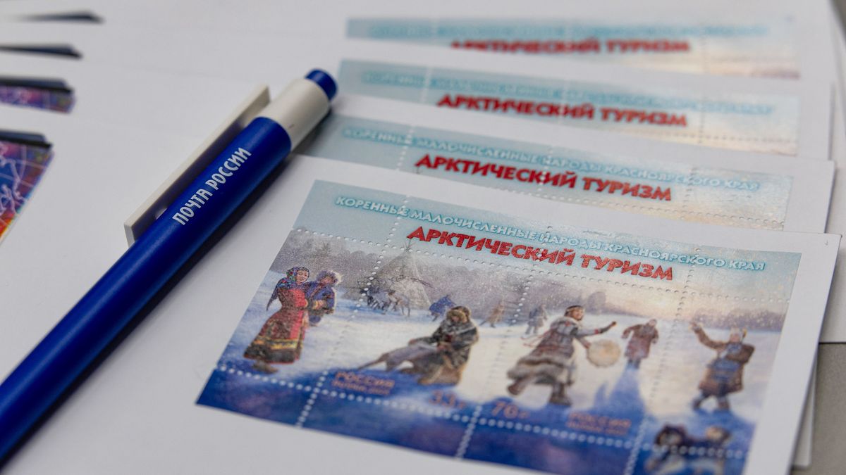 Stamp on Arctic and local indigenous peoples presented in Krasnoyarsk
