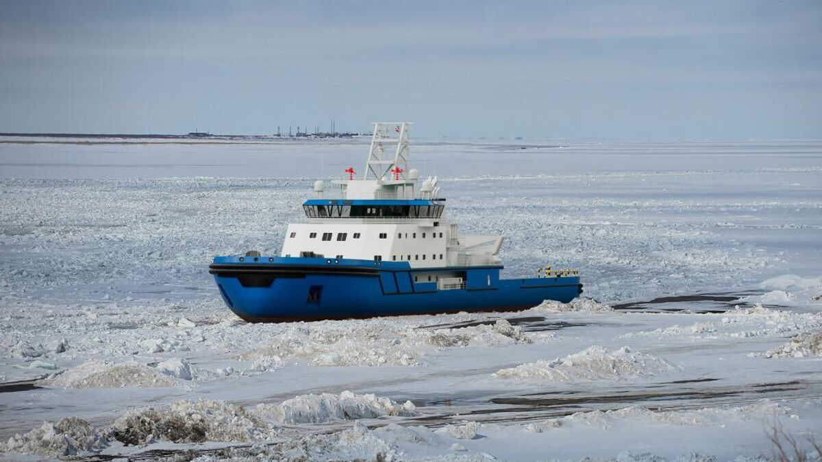 A model of the new Icebreaker 7 ice-class vessel