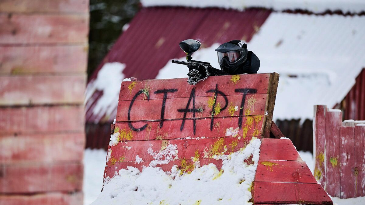 A club member playing paintball