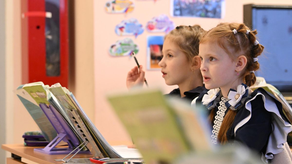 Girls at a lesson in school