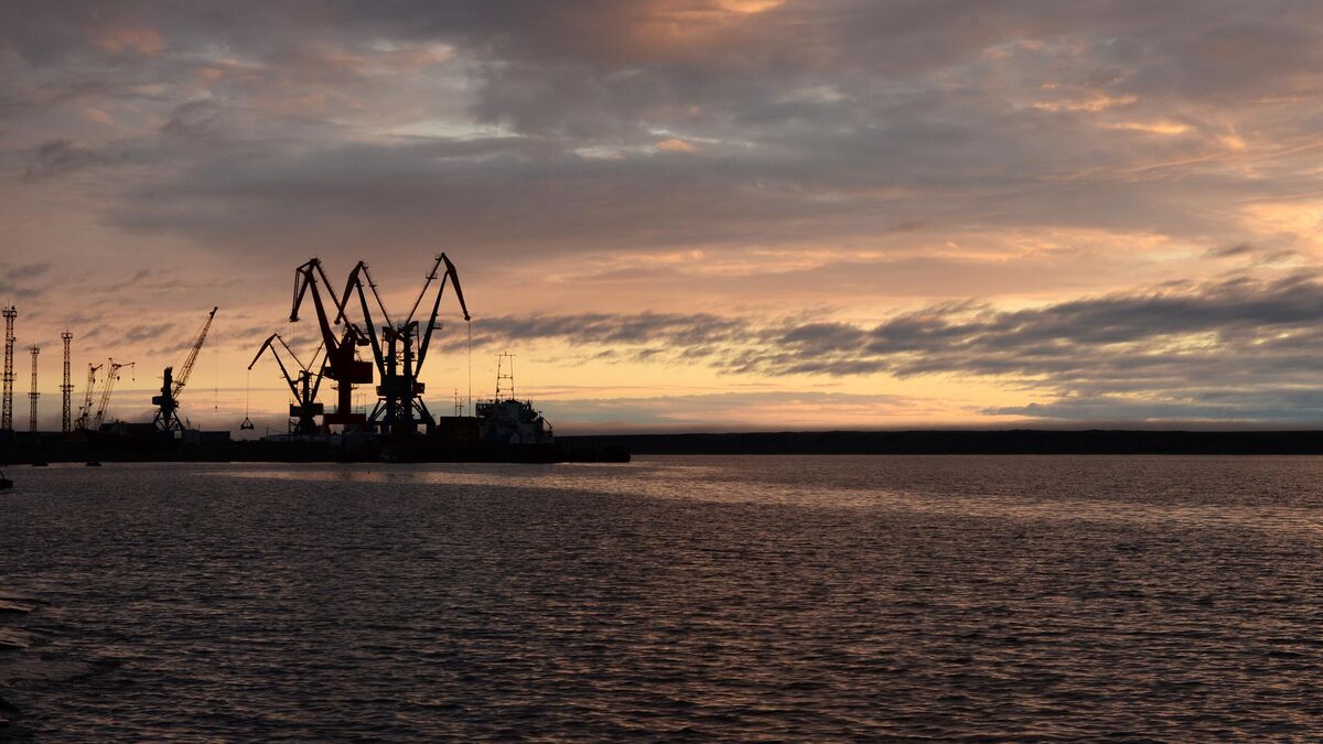 Pevek Seaport at sunset