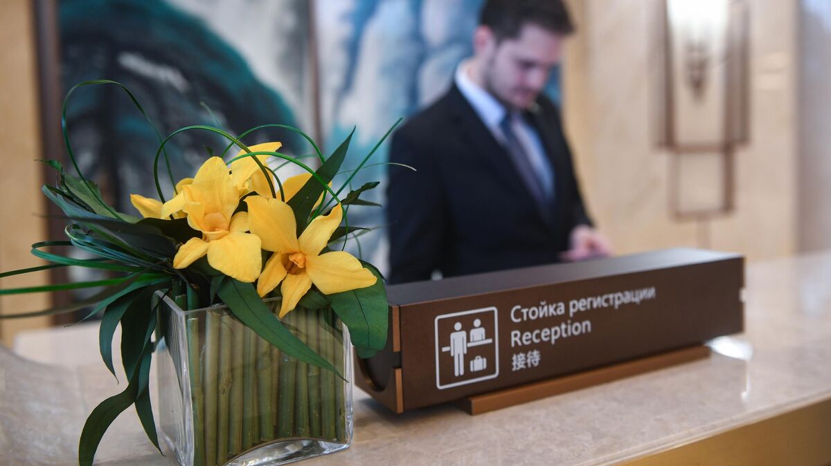 A hotel reception desk