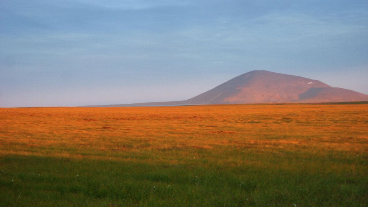 Panorama of the Mechigmenskaya tundra in Chukotka 