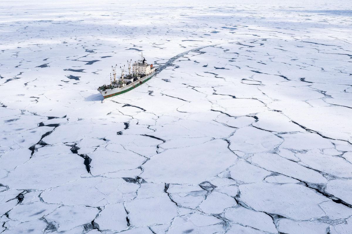 A vessel in the Sea of Okhotsk
