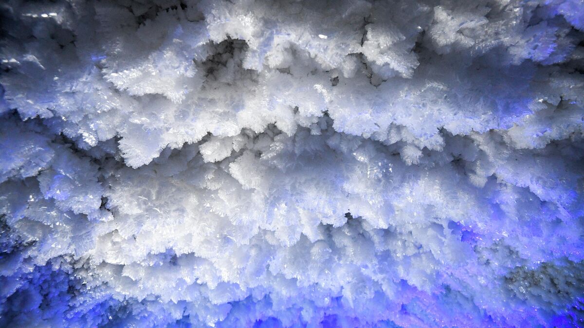 Ice formations on the walls of an underground laboratory at the Institute of Permafrost Studies in Yakutsk