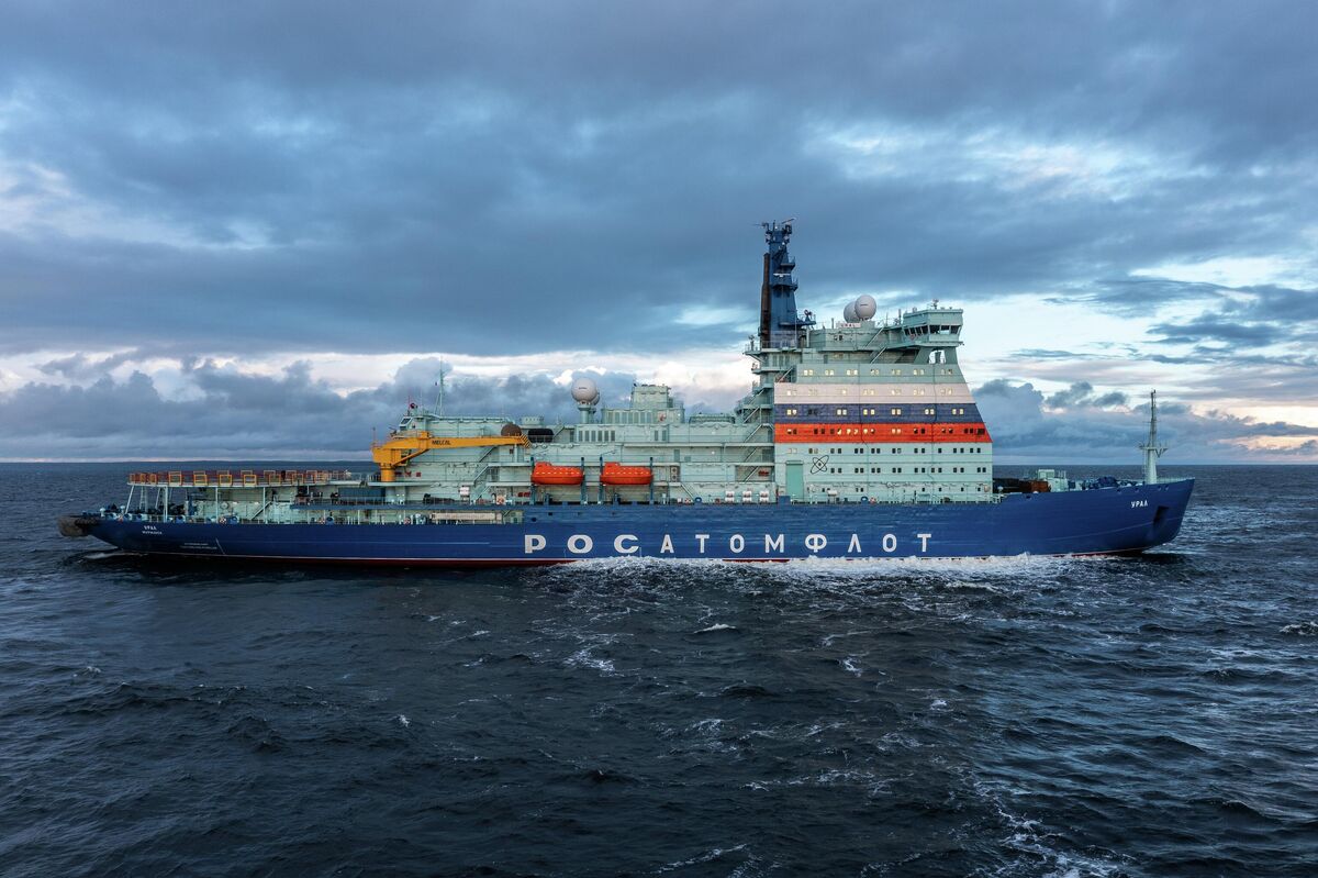 Project 22220 nuclear-powered icebreaker Ural in the open sea