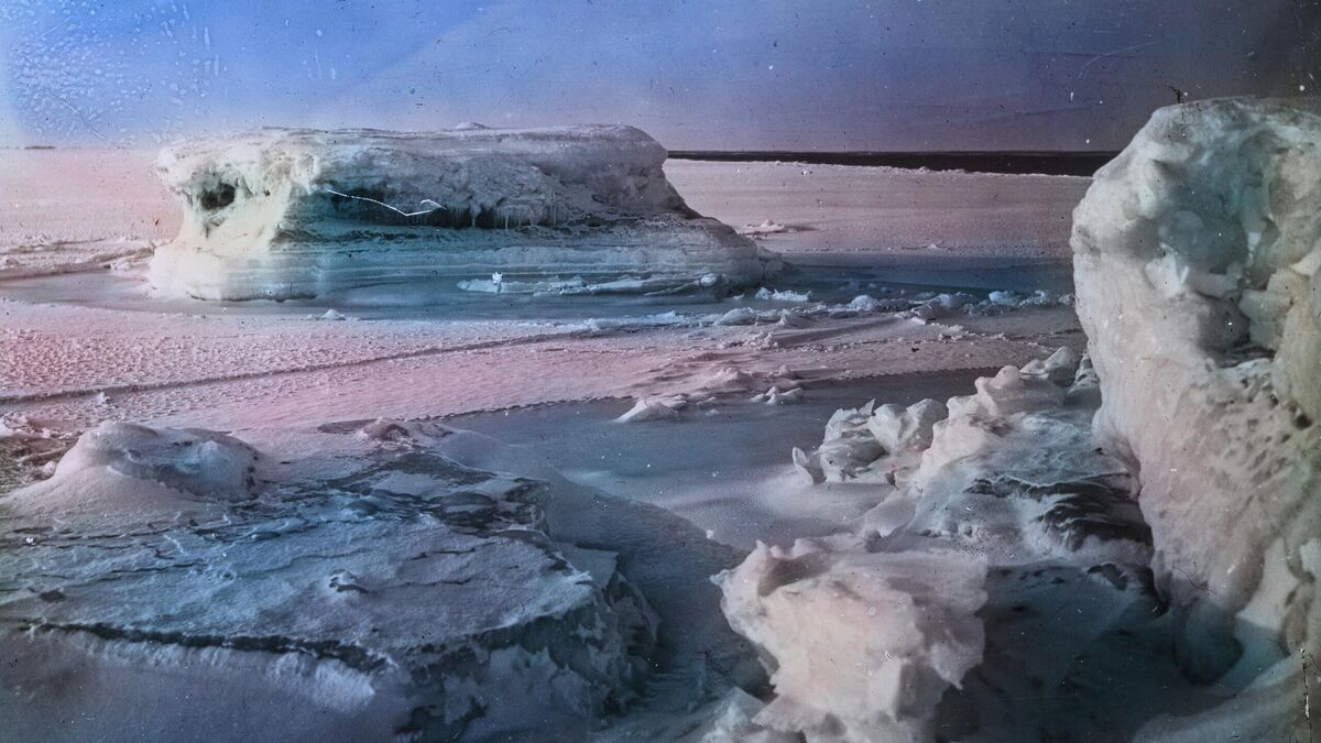 Nikolai Pinegin. Sea Ice in April. Foka Bay, Novaya Zemlya Archipelago. Spring 1913. From the collections of the Northern Maritime Museum.