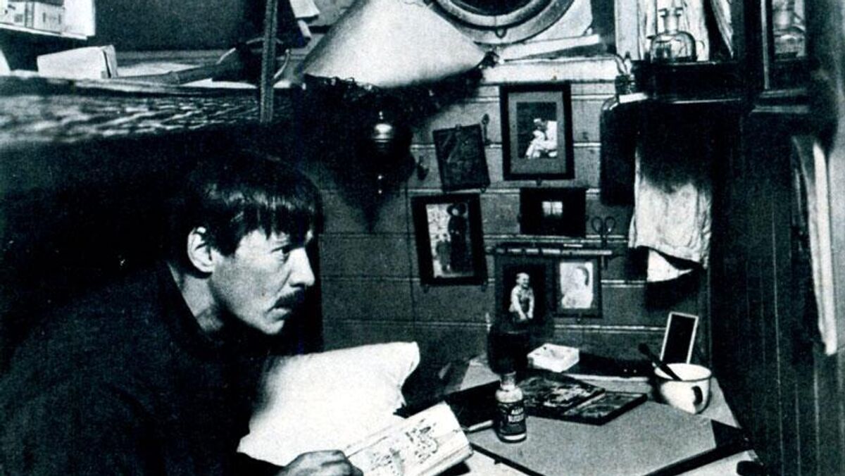 Nikolai Pinegin in his cabin aboard the ship “Svyatoy Foka”