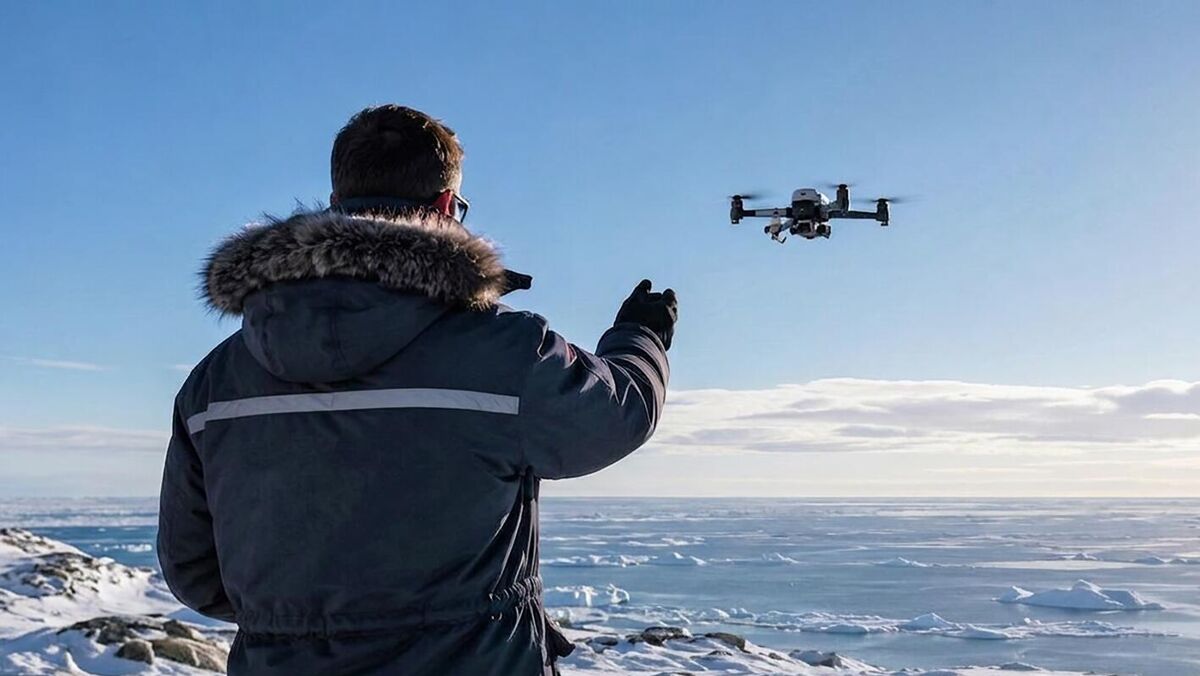 A worker using a drone 