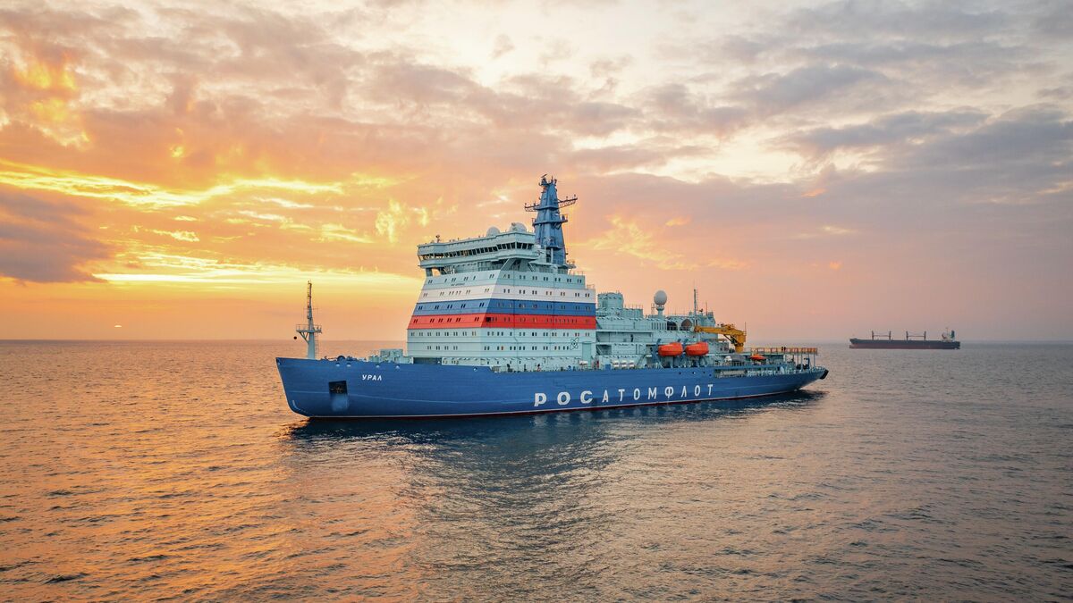 Project 22220 nuclear-powered icebreaker Ural at sea