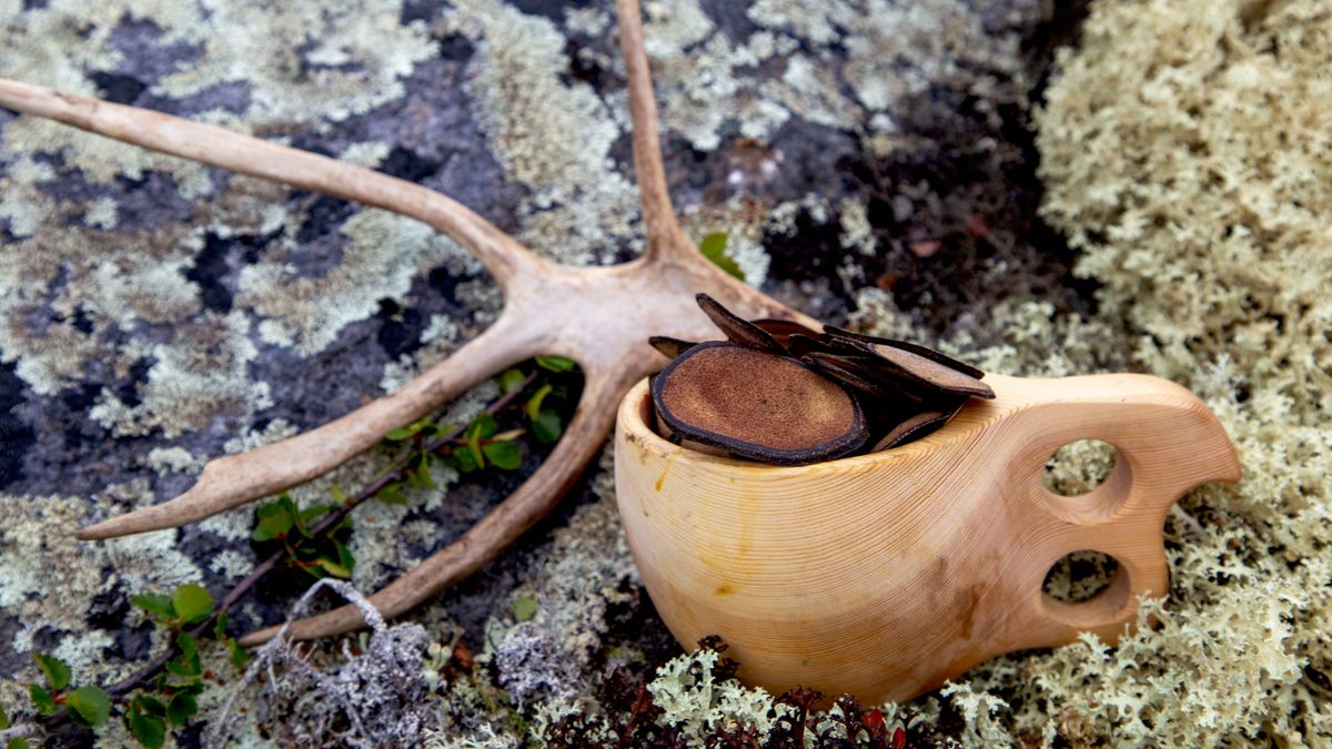 Kuksa with chips made from reindeer antlers
