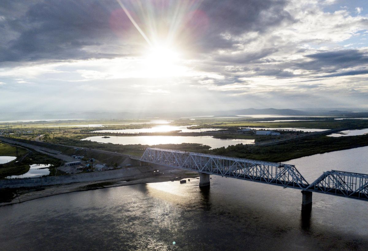 A railway bridge across the Amur River in the Khabarovsk Territory A railway bridge across the Amur River in the Khabarovsk Territory